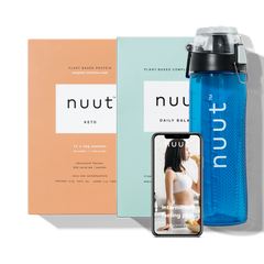 Packaging for 14-day intermittent fasting plan, with meal plan and thermos bottle